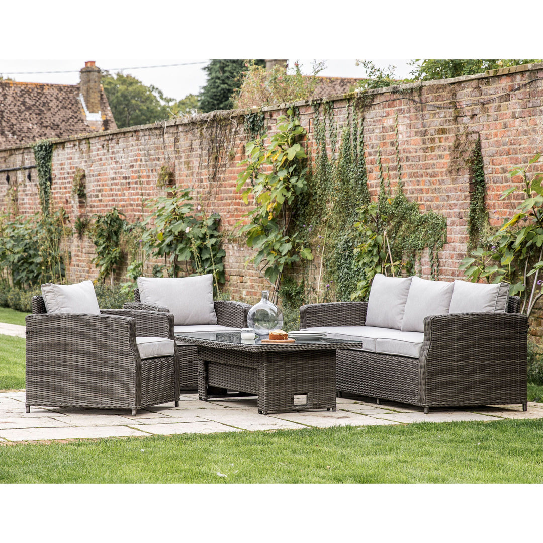 Sovera 3 Seater Outdor Rattan Dining Set with Rising Table Natural