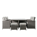 Rondell 10 Seater Cube Outdoor Rattan Dining Set in Grey