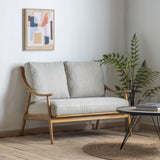 Brooks 2 Seater Sofa Dark Natural Linen with Wooden Frame