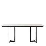 Everglade White Marble Top Dining Table with Black Iron Base