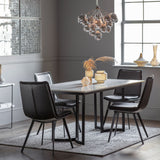 Everglade White Marble Top Dining Table with Black Iron Base