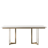 Everglade White Marble Top Dining Table with Gold Iron Base