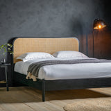 Severin Rattan King 5' Bed with Black Oak Frame