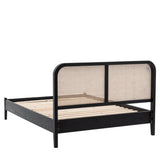 Severin Rattan Double 4'6 Bed with Black Oak Wood Frame