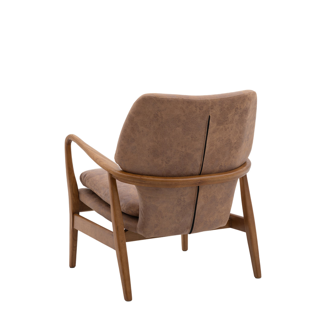 Jensen Armchair Brown Leather with Oak Frame