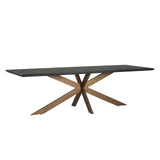 Blackbone Black Rustic Rectangular Dining Table with Brass Base by Richmond Interiors