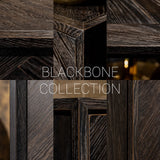 Blackbone Black Rustic Herringbone Oak Circular Dining Table by Richmond Interiors