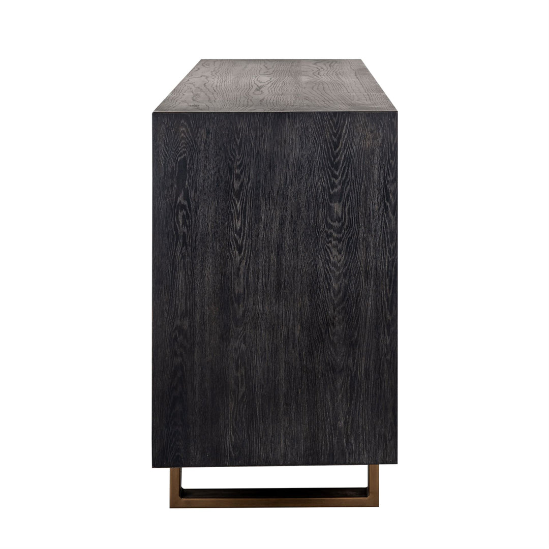 Hunter Black Rustic Oak 4 Door Sideboard with Brushed Gold Base by Richmond Interiors