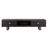 Hunter Black Rustic Oak 2 Drawer Media Unit with Brushed Gold Base by Richmond Interiors
