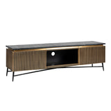 Ironville Gold Media Unit with Black Marble Top & Open Compartment by Richmond Interiors