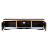 Ironville Gold Media Unit with Black Marble Top & Open Compartment by Richmond Interiors