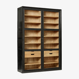 Viva Mahogany Wood Cabinet with 2 Glass Doors in Black by Nordal