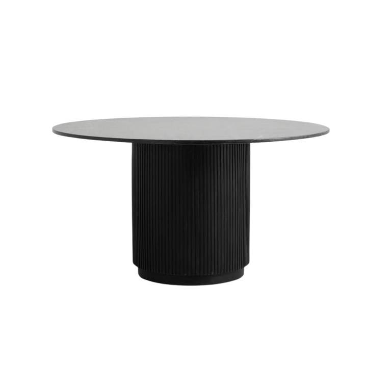 Erie Mango Wood Round Dining Table with Marble Top by Nordal
