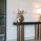 Macaron Black Rustic Top Console Table with Brass Base by Richmond Interiors