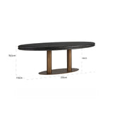 Macaron Oval Dining Table with Black Rustic Wood Top by Richmond Interiors