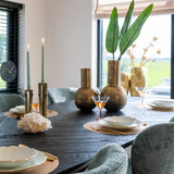 Hayley Dark Coffee Oak Dining Table with Chevron Top by Richmond Interiors