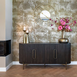 Luxor 4 Door Brown Wood Sideboard with Brushed Gold Frame by Richmond Interiors