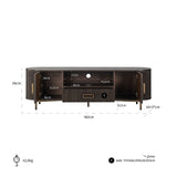 Luxor 2 Door 1 Drawer Brown Media Unit with Brushed Gold Feet by Richmond Interiors