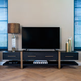 Cambon Dark Coffee 3 Drawer Media Unit with Gold Frame by Richmond Interiors