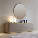 Chelsea Grey Gloss Media Unit with Gold Inlays by Berkeley Designs - Maison Rêves UK