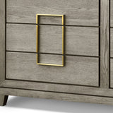 6-Drawer Chest of Drawers Grey Coloured Oak Veneer With Gold Handles - interitower