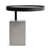 Twist Side Table with Concrete Base and Black Metal Top by Lyon Beton