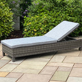 Amalfi Outdoor Garden Lounger with Side Table in Dark Grey Rattan