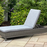 Amalfi Outdoor Garden Lounger with Side Table in Dark Grey Rattan