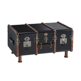 Stateroom Trunk Table Mahogany Wood, Black by Authentic Models