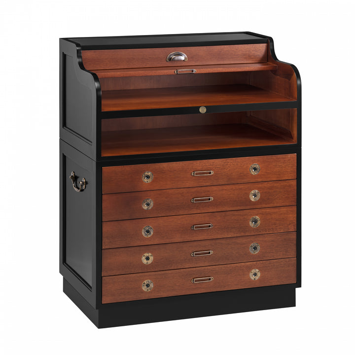 Secretaire 'Grand Hotel' Mahogany Wood Chest of Drawers by Authentic Models
