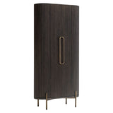 Luxor Single Door Brown Wood Cabinet with Brushed Gold Frame by Richmond Interiors