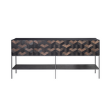 Illusion Oak Wood Parquet Sideboard L with Steel Frame