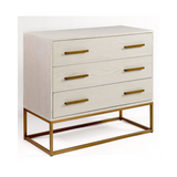 Martos White Oak Chest of Drawers with Gold Metal Base