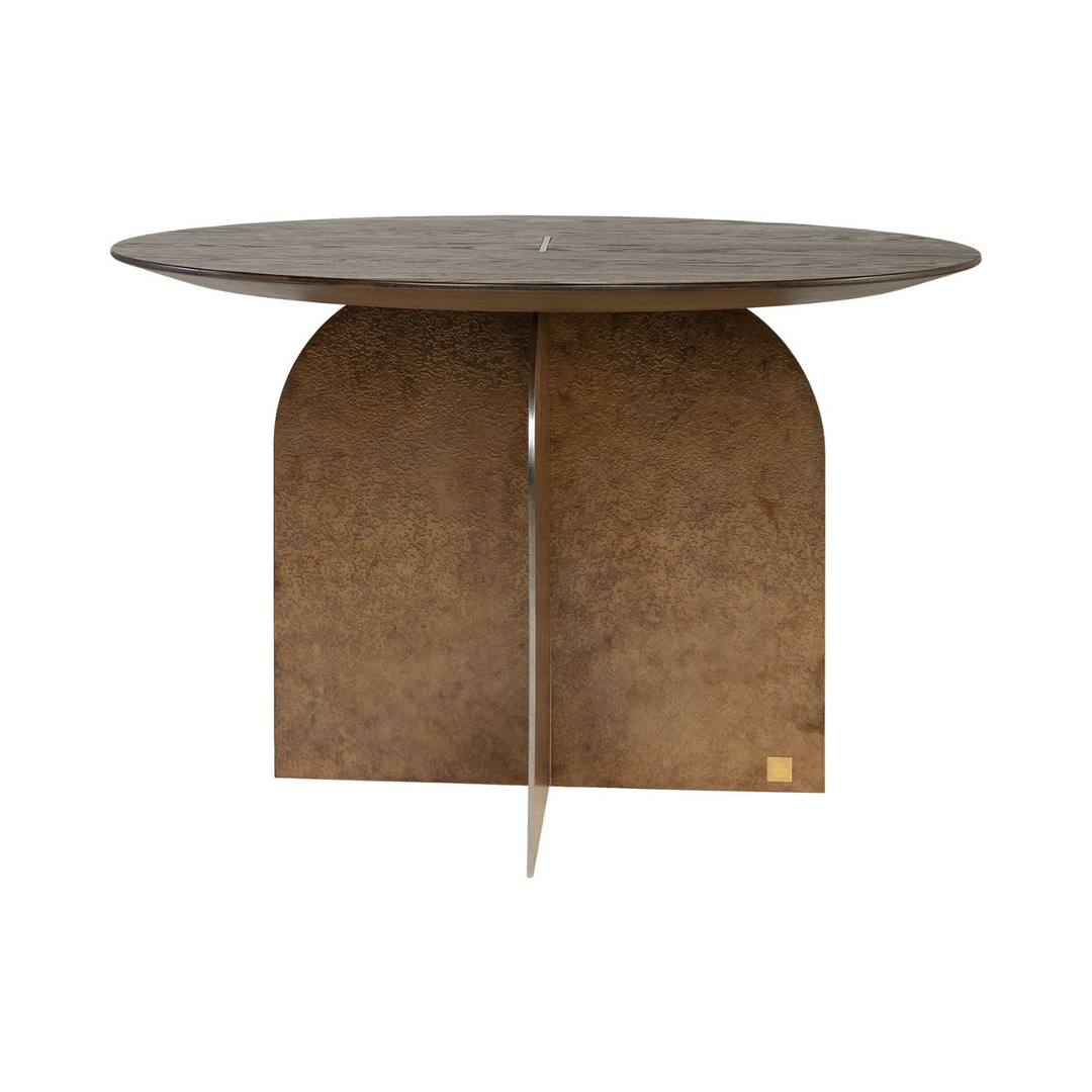 Ray Bronze Steel Coffee Table with Brown Oak Wood Top