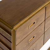 Ardales Brown Oak Chest of Drawers with Gold Metal Base