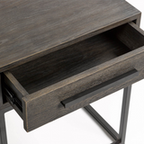 Martos Dark Grey Oak Bedside Table with Dark Metal Base