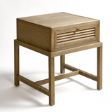 Malaga Natural Oak Bedside Table with Wooden Base