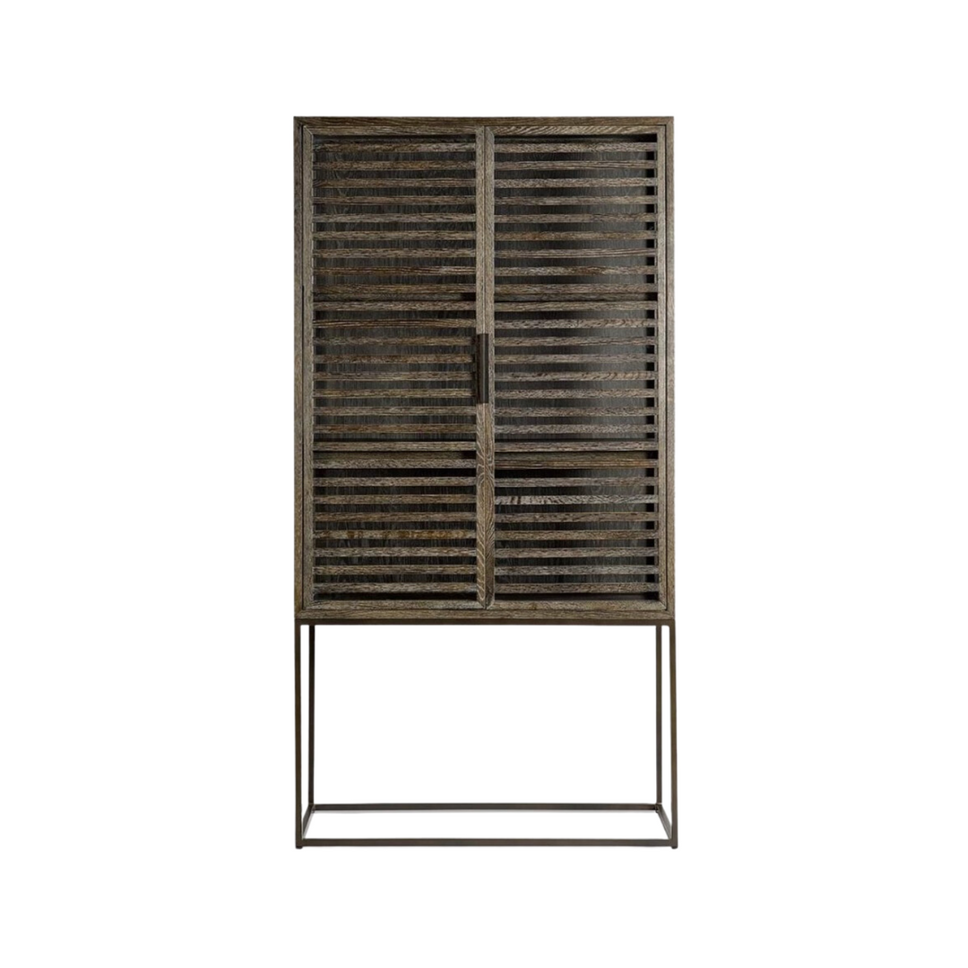 Granada Grey Oak Cabinet with Metal Base