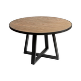 Martos Wooden Round Dining Table with Black Metal Base