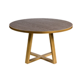 Martos Wooden Round Dining Table with Gold Metal Base