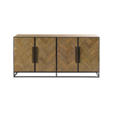 Murcia Herringbone Oak Wood Sideboard with Metal Base