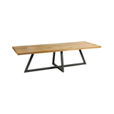 Ojen Oak Wood Dining Table with Metal Central Base