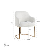 Hadley White Bouclé Dining Chair with Brushed Gold Base by Richmond Interiors