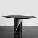 Sharp Concrete and Metal Dining Table with Deep Matte Black Top by Lyon Beton