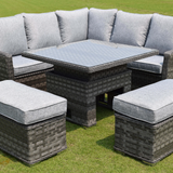 Amalfi Small Adjustable Casual Outfoor Garden Dining Set in Dark Grey Rattan with Rising Table