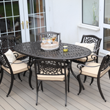 Ballygowan 6 Seater Oval Outdoor Dining Set in H'Bronze/Cream