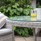 Portofino Verona Rattan 6 Seater Oval Outdoor Garden Dining Set with Lazy Susan