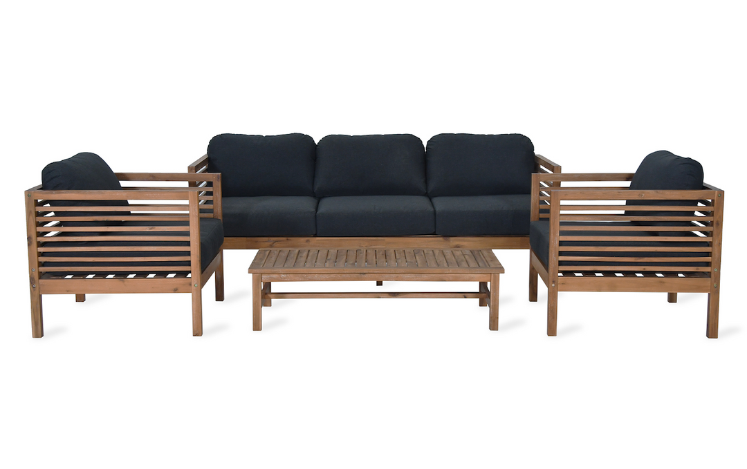 Sennen Outdoor Acacia Wood Sofa Set with Coffee Table