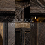 Blackbone 2 Door Black Herringbone Wood Cabinet with Silver Base by Richmond Interiors