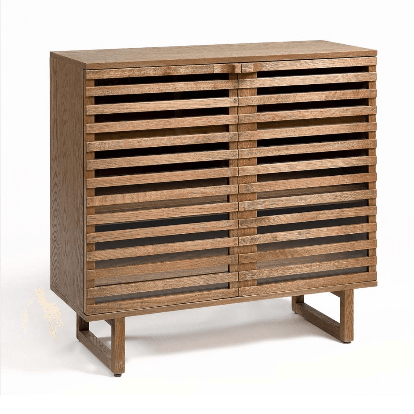 Alicante Natural Oak Shoe Cabinet with Slat Doors - Maison Rêves UK